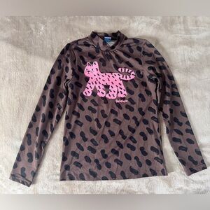 Bebebebe Leopard Cat Girls Rash Guard Long Sleeve Swim Top